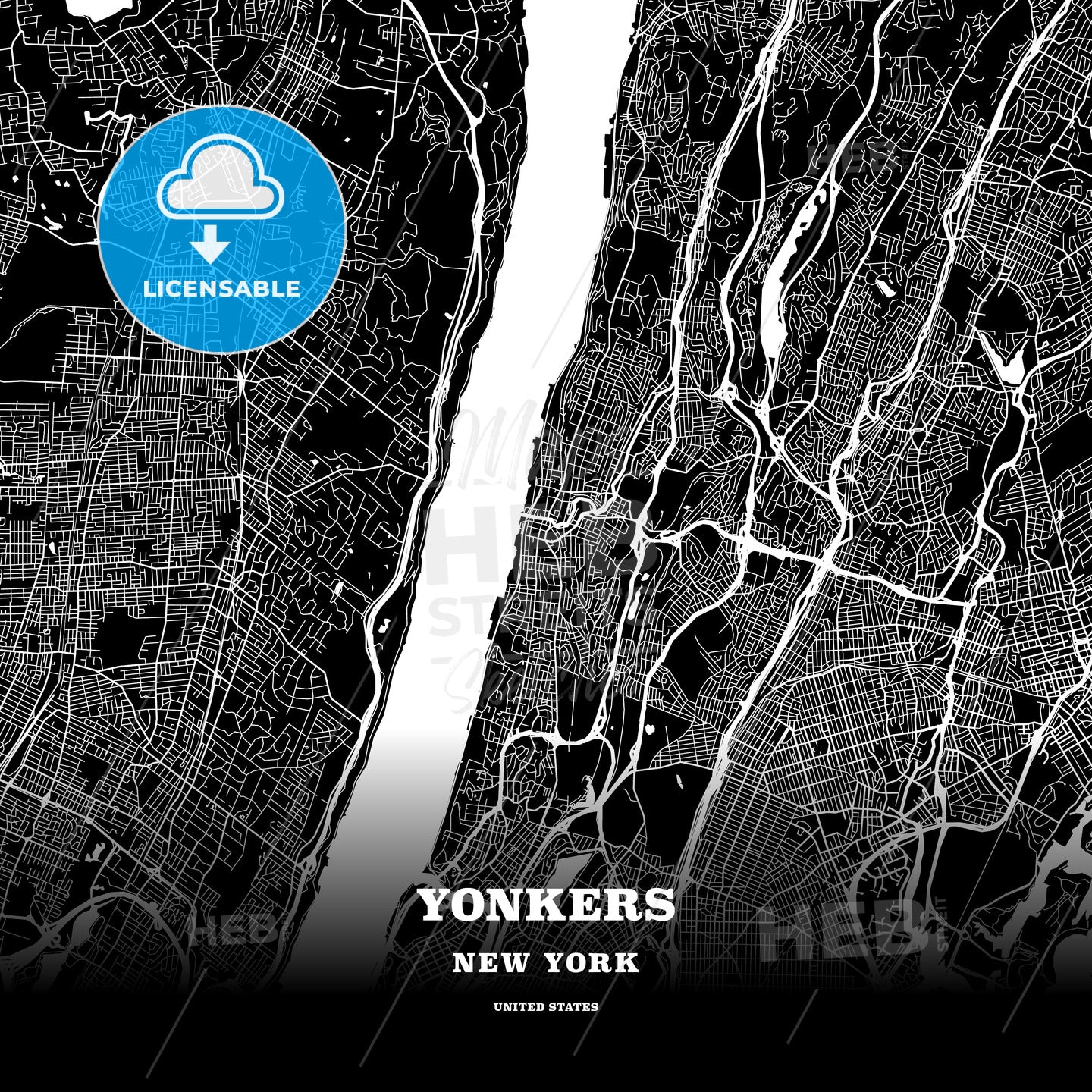 Yonkers, New York, USA map