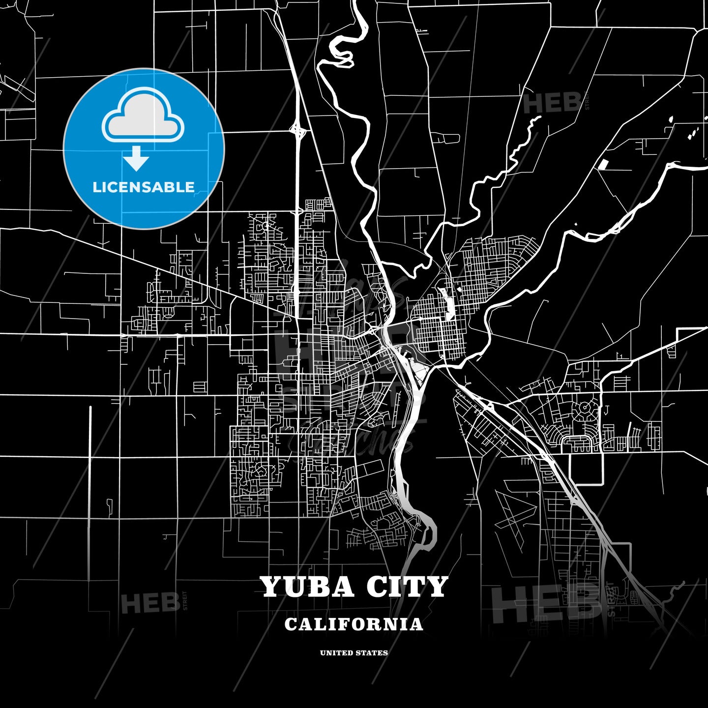 Yuba City, California, USA map
