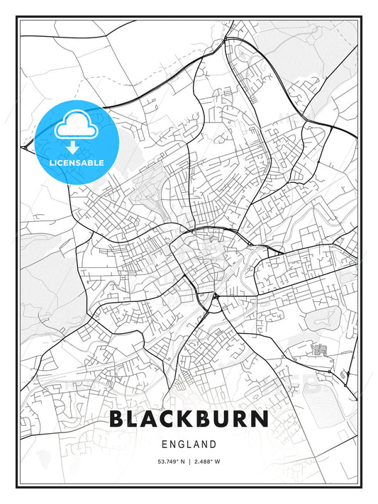Blackburn, England, Modern Print Template in Various Formats - HEBSTREITS Sketches