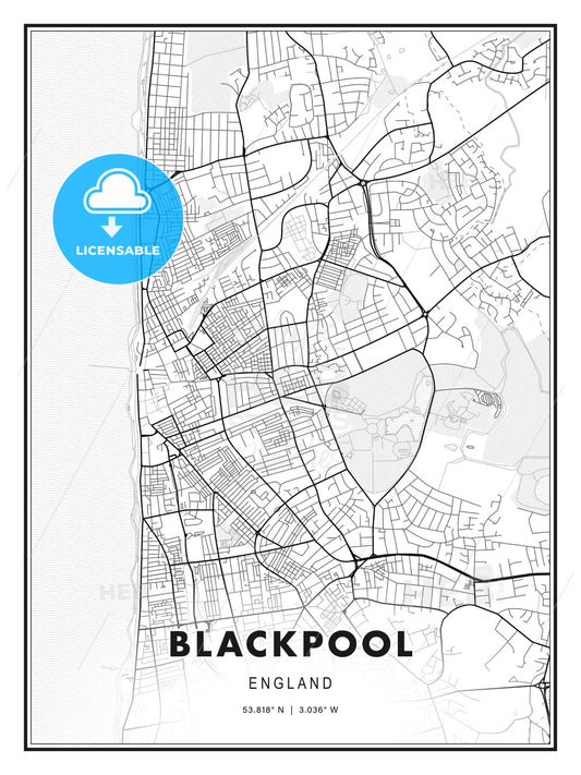 Blackpool, England, Modern Print Template in Various Formats - HEBSTREITS Sketches