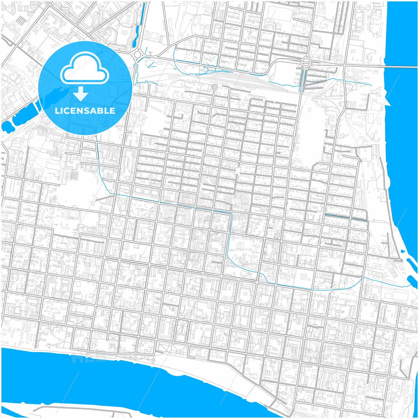 Blagoveshchensk, Amur Oblast, Russia, city map with high quality roads.