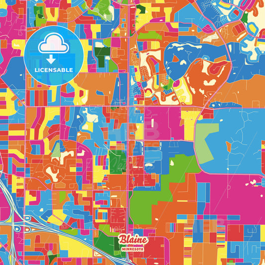 Blaine, United States Crazy Colorful Street Map Poster Template - HEBSTREITS Sketches
