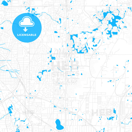 Blaine, Minnesota, United States, PDF vector map with water in focus