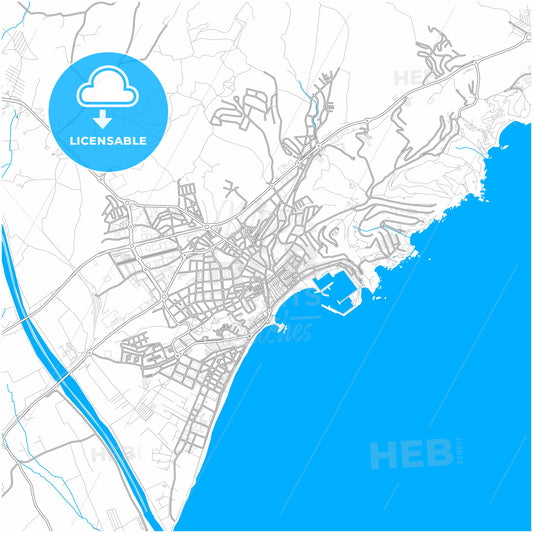 Blanes, Girona, Spain, city map with high quality roads.
