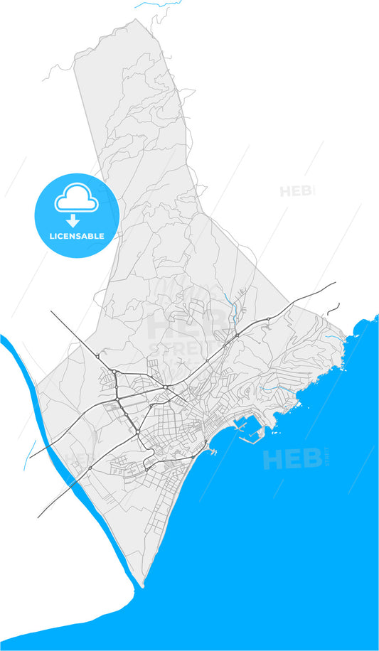 Blanes, Girona, Spain, high quality vector map