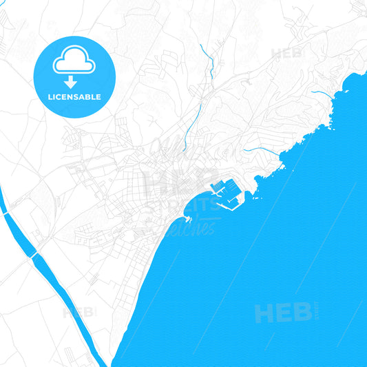 Blanes, Spain PDF vector map with water in focus