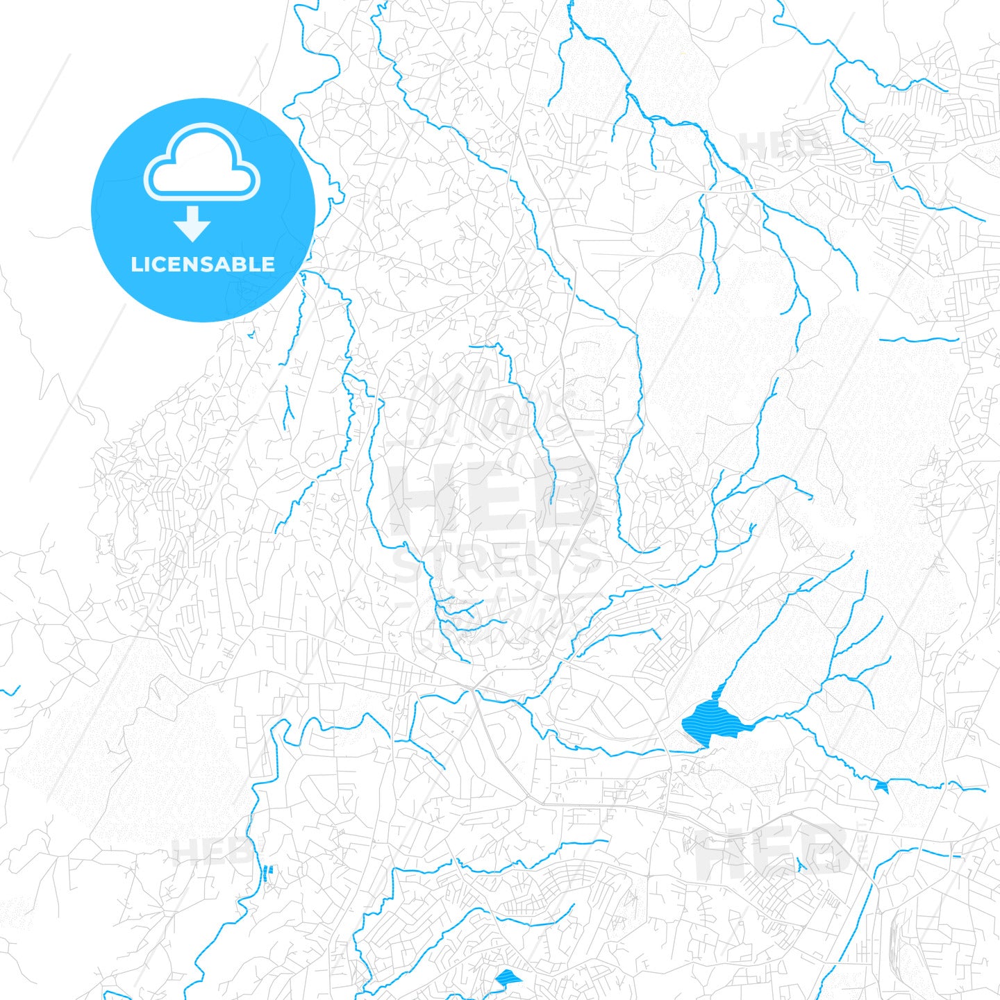 Blantyre, Malawi PDF vector map with water in focus