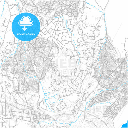 Blantyre, Malawi, city map with high quality roads.