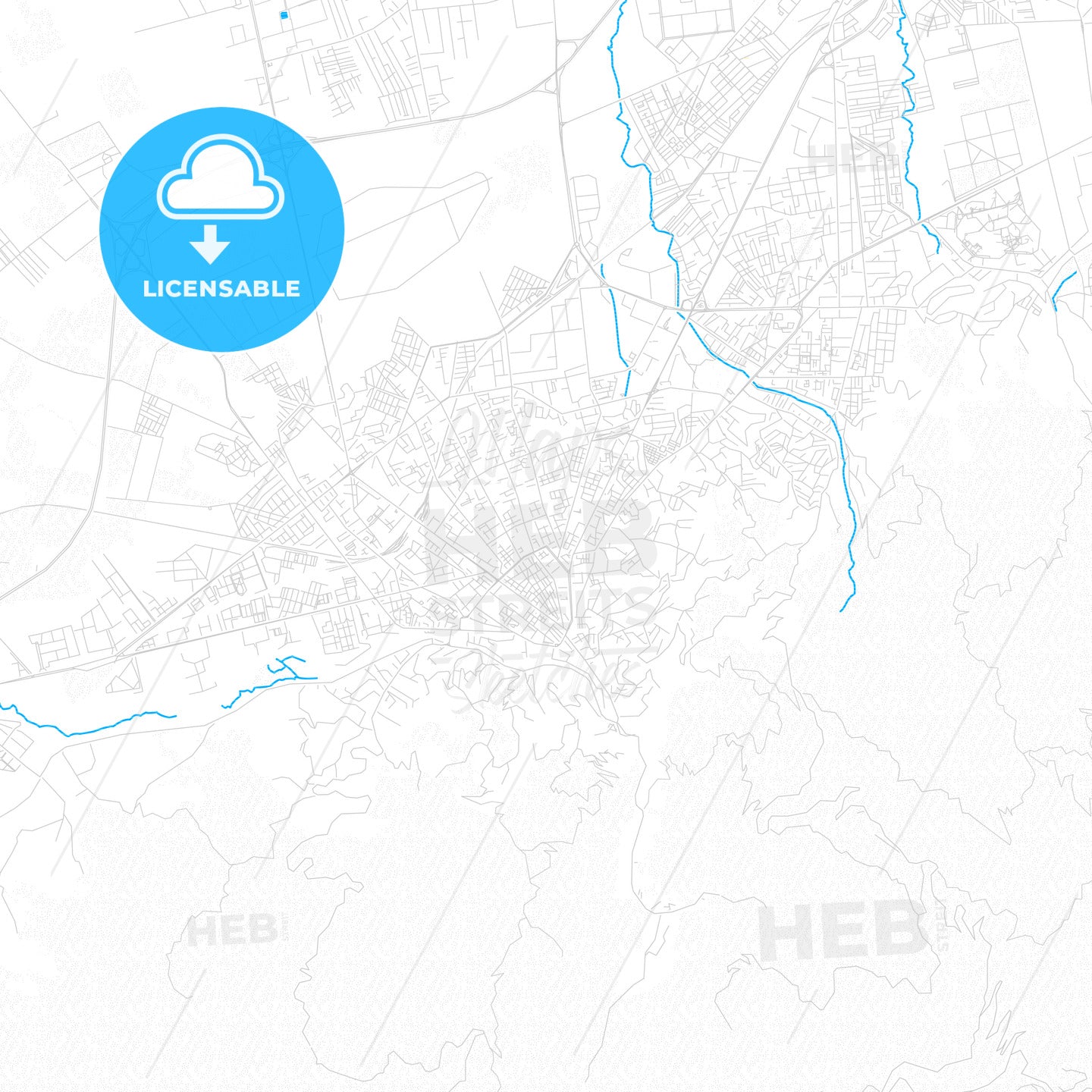 Blida, Algeria PDF vector map with water in focus