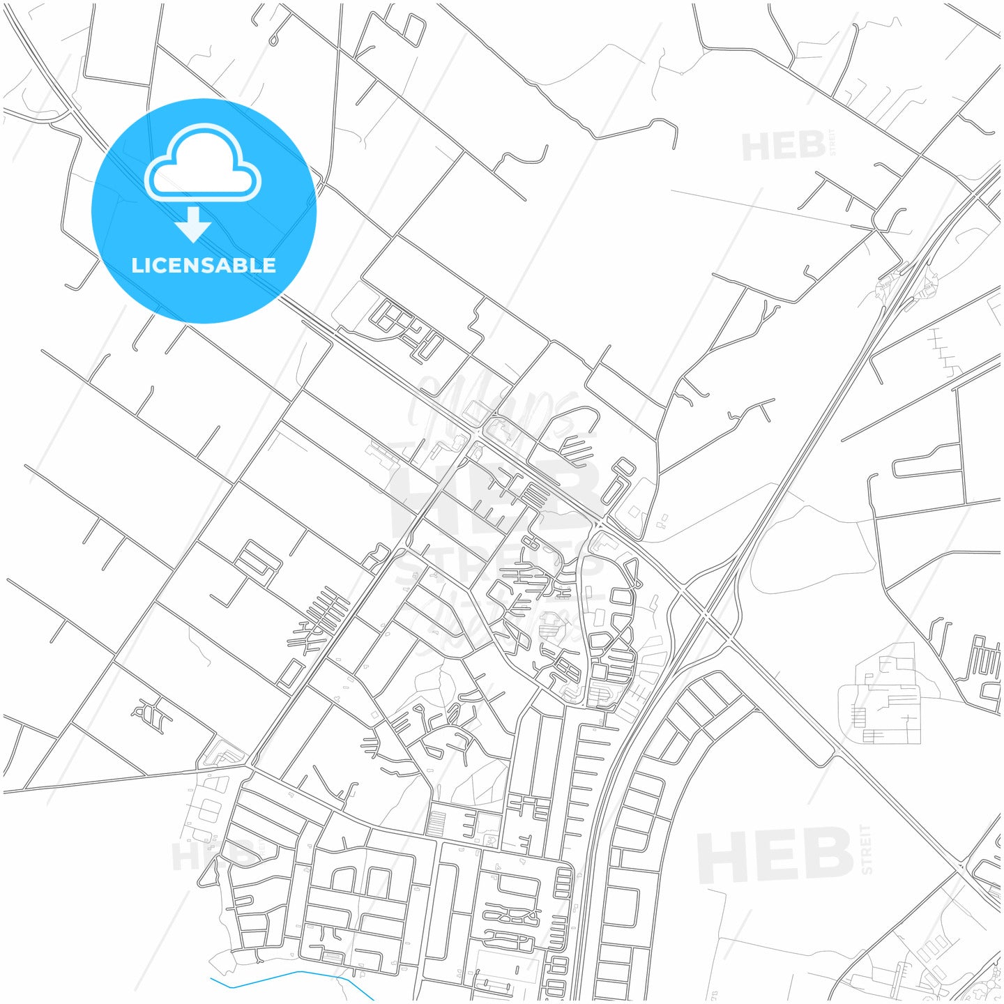 Bloemfontein, South Africa, city map with high quality roads.