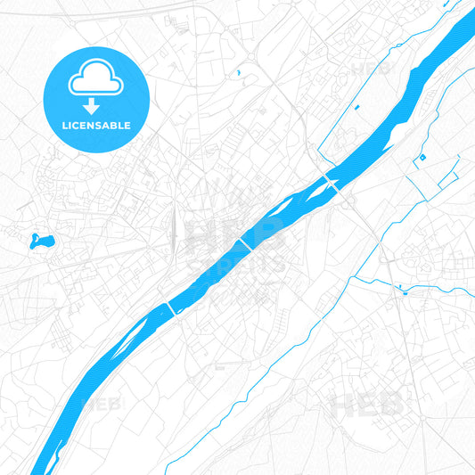 Blois, France PDF vector map with water in focus