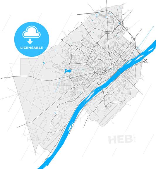 Blois, Loir-et-Cher, France, high quality vector map