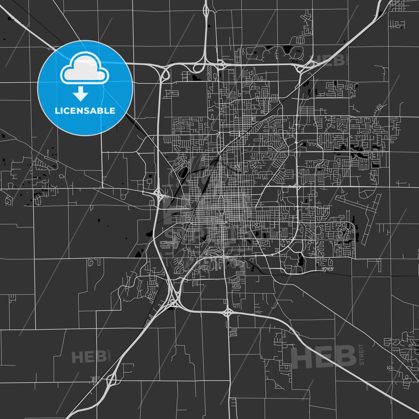 Bloomington, Illinois - Area Map - Dark