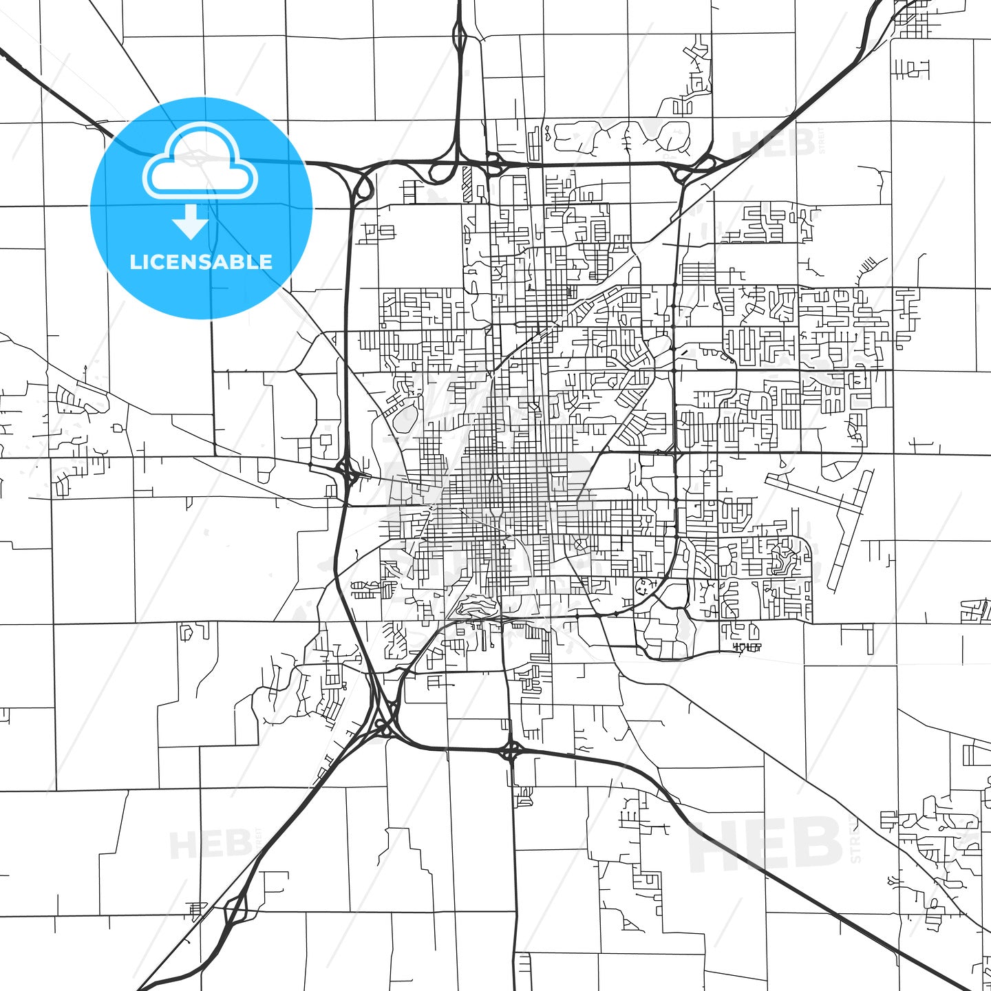 Bloomington, Illinois - Area Map - Light