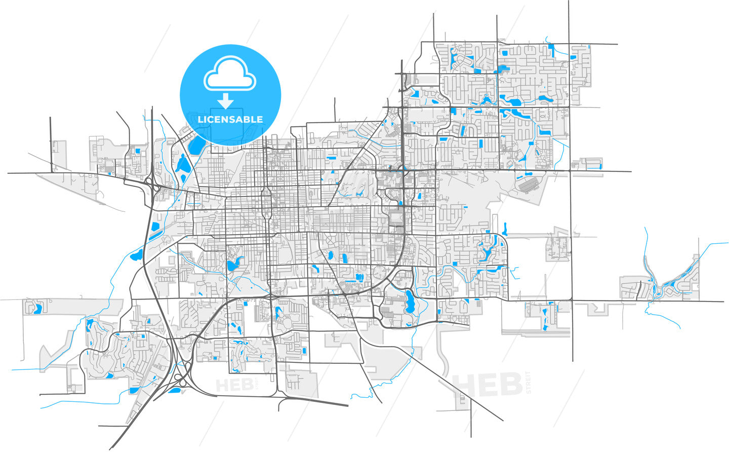 Bloomington, Illinois, United States, high quality vector map