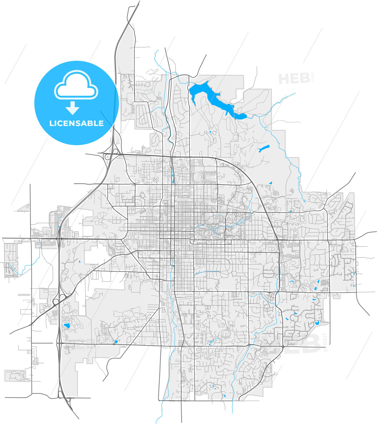 Bloomington, Indiana, United States, high quality vector map