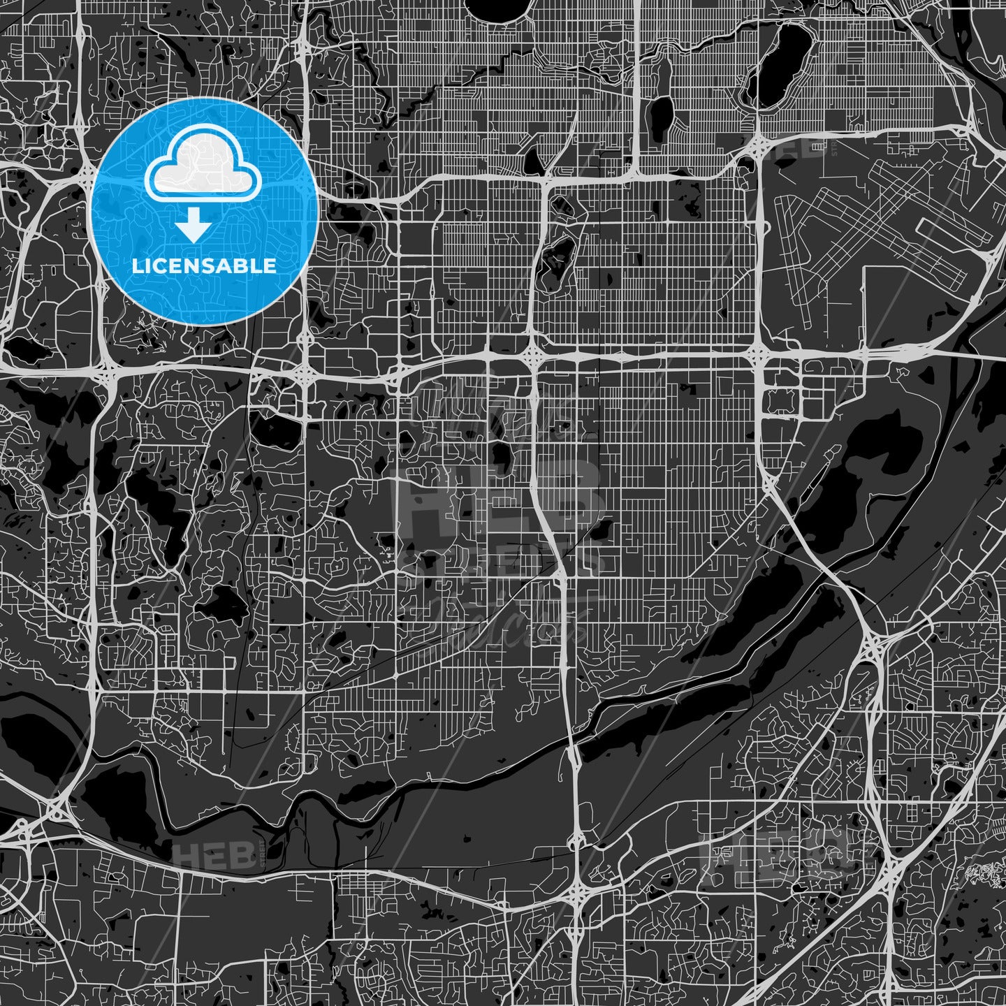 Bloomington, Minnesota - Area Map - Dark