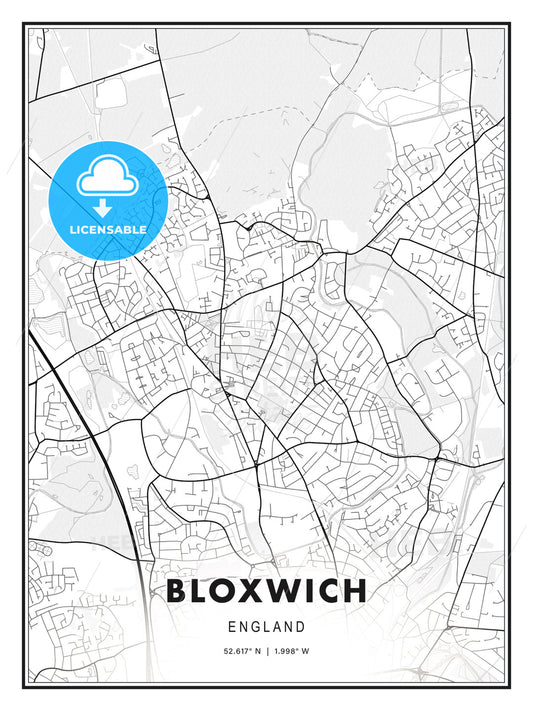 Bloxwich, England, Modern Print Template in Various Formats - HEBSTREITS Sketches