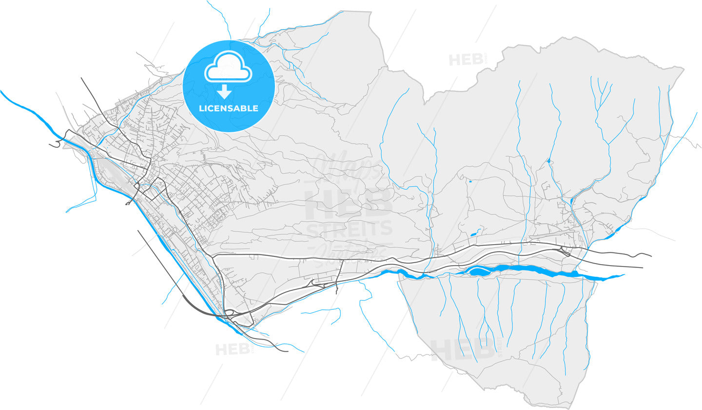 Bludenz, Vorarlberg, Austria, high quality vector map