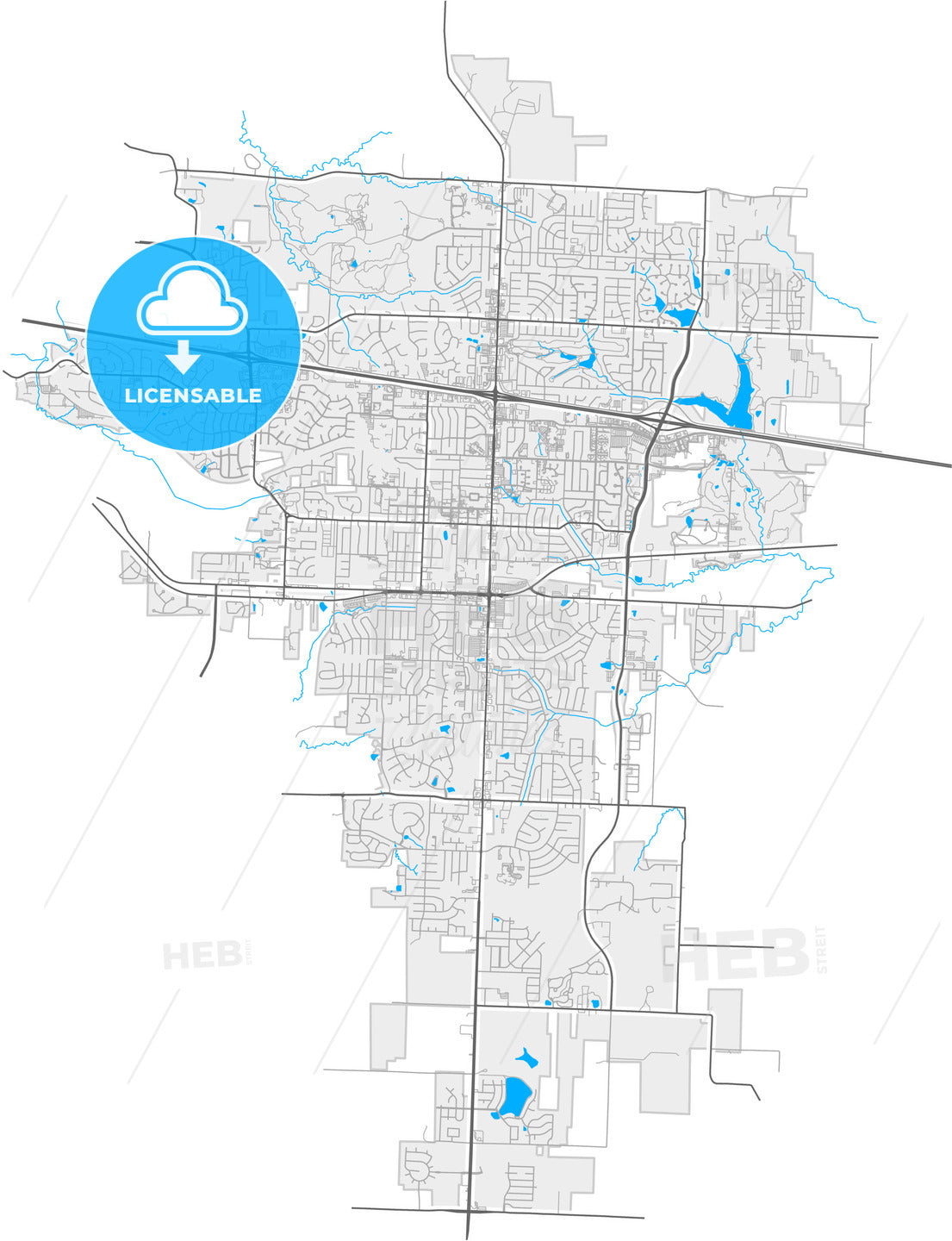 Blue Springs, Missouri, United States, high quality vector map