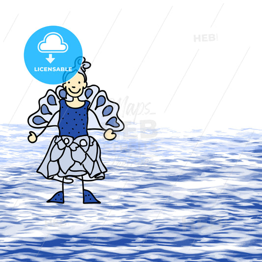 Blue fairy walking on water – instant download