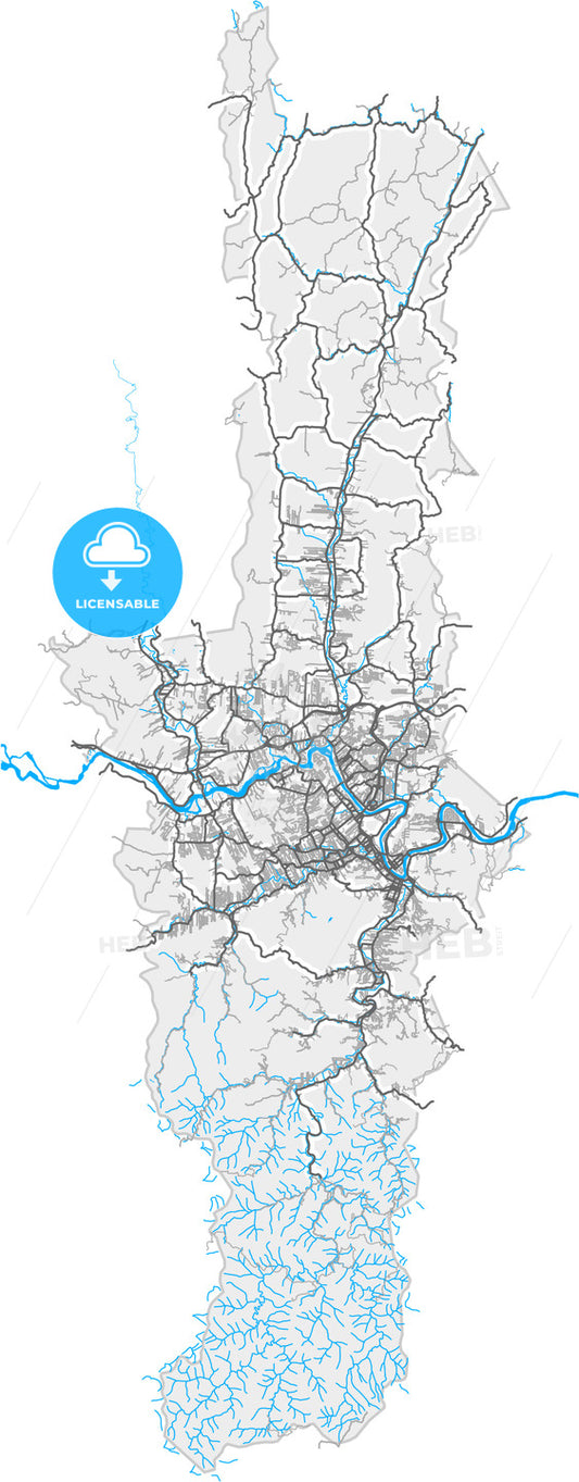 Blumenau, Brazil, high quality vector map