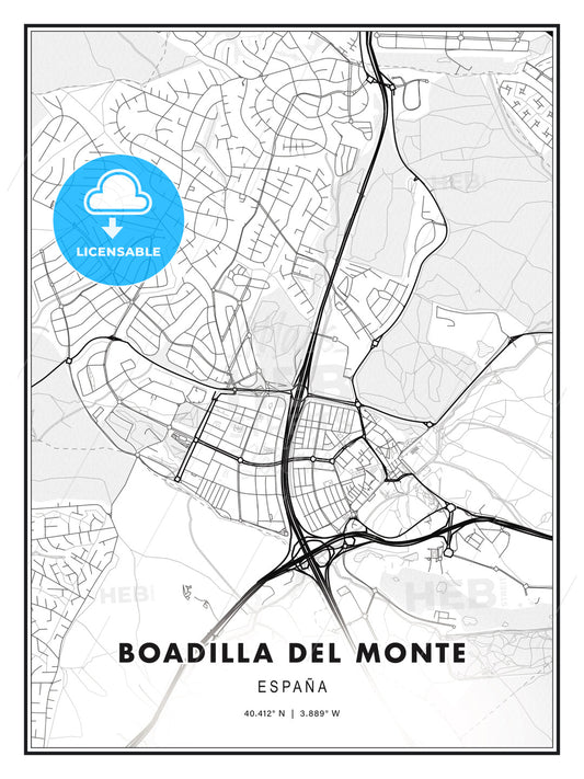 Boadilla del Monte, Spain, Modern Print Template in Various Formats - HEBSTREITS Sketches