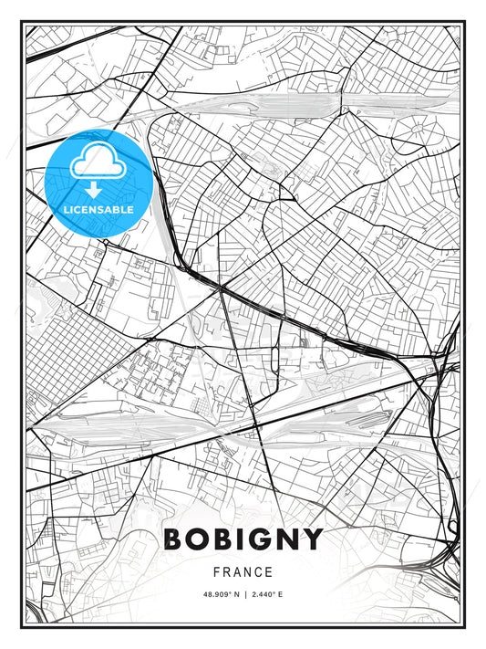 Bobigny, France, Modern Print Template in Various Formats - HEBSTREITS Sketches