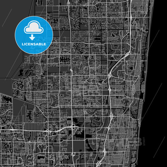 Boca Raton, Florida - Area Map - Dark