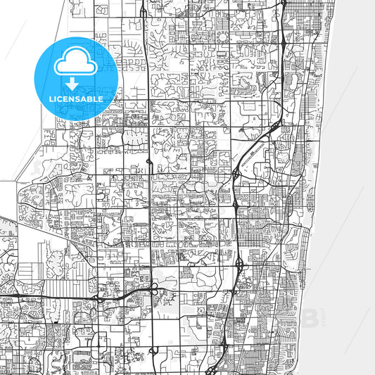 Boca Raton, Florida - Area Map - Light