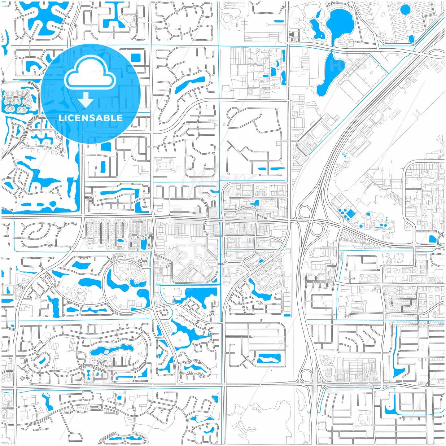 Boca Raton, Florida, United States, city map with high quality roads.