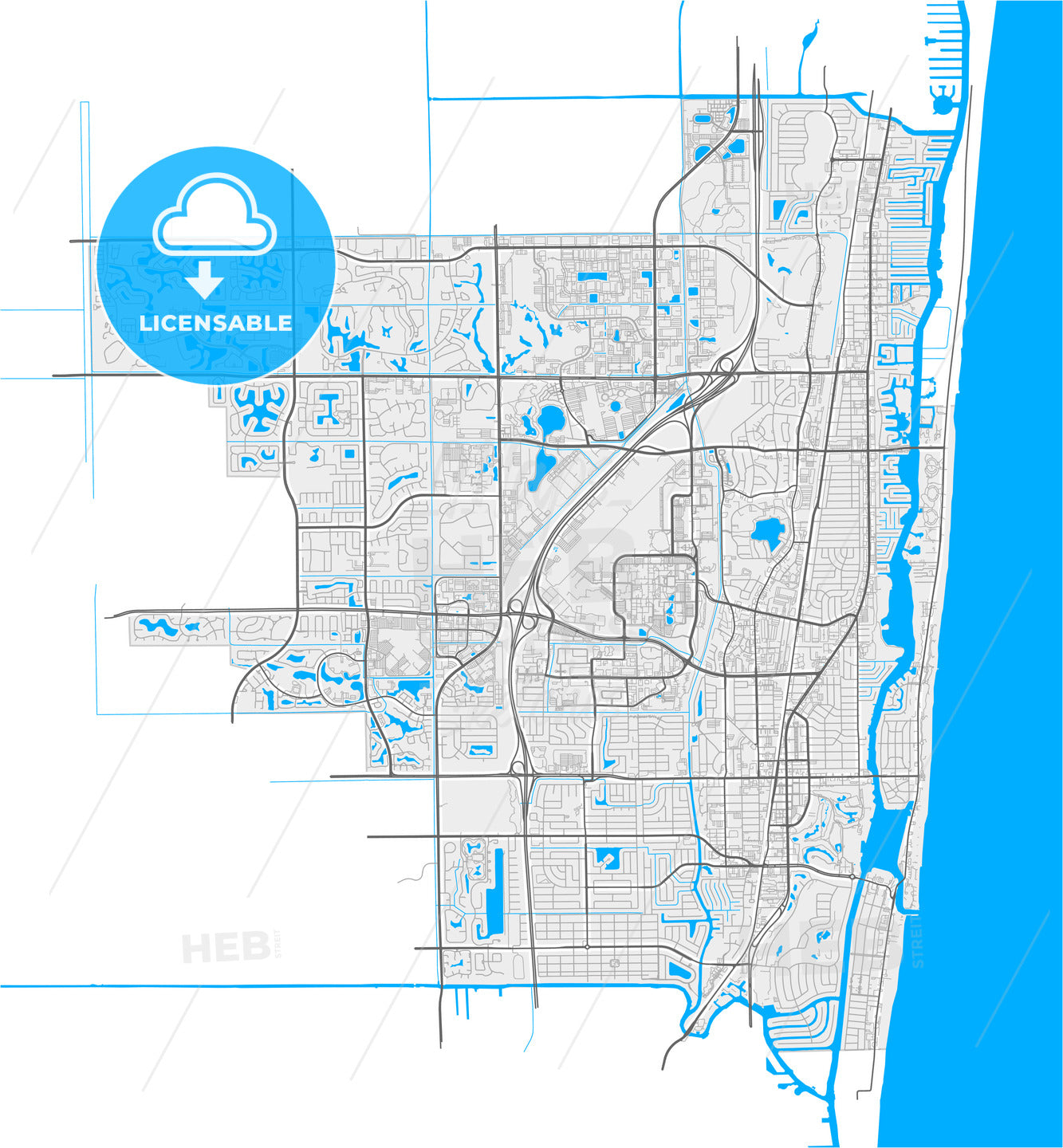 Boca Raton, Florida, United States, high quality vector map