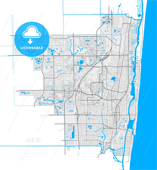 Boca Raton, Florida, United States, high quality vector map