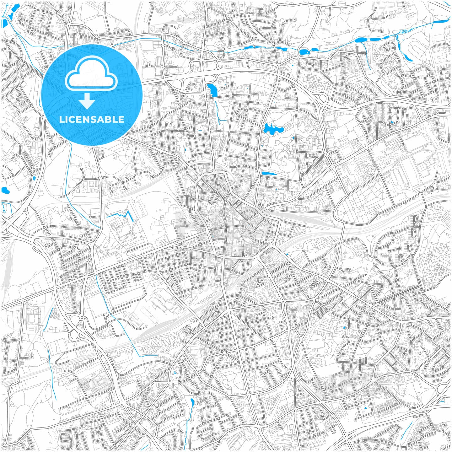 Bochum, North Rhine-Westphalia, Germany, city map with high quality roads.