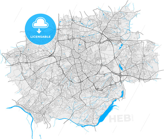 Bochum, North Rhine-Westphalia, Germany, high quality vector map