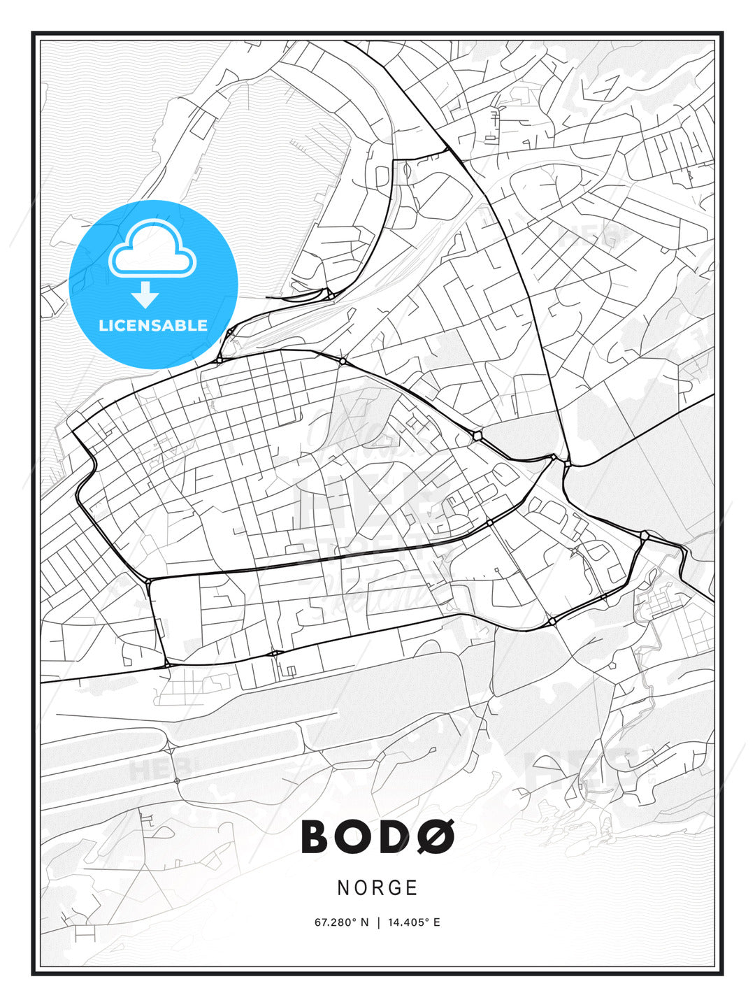 Bodø, Norway, Modern Print Template in Various Formats - HEBSTREITS Sketches