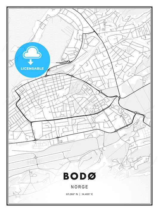 Bodø, Norway, Modern Print Template in Various Formats - HEBSTREITS Sketches