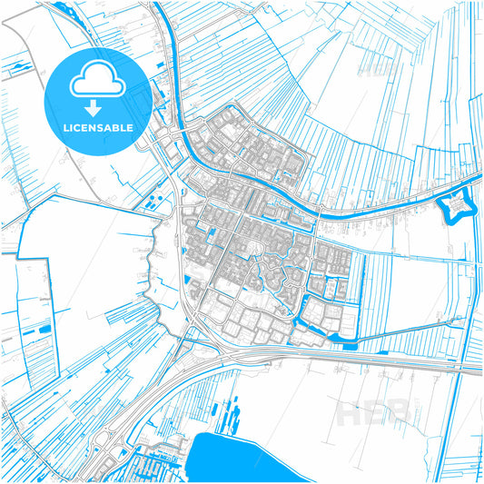 Bodegraven-Reeuwijk, South Holland, Netherlands, city map with high quality roads.