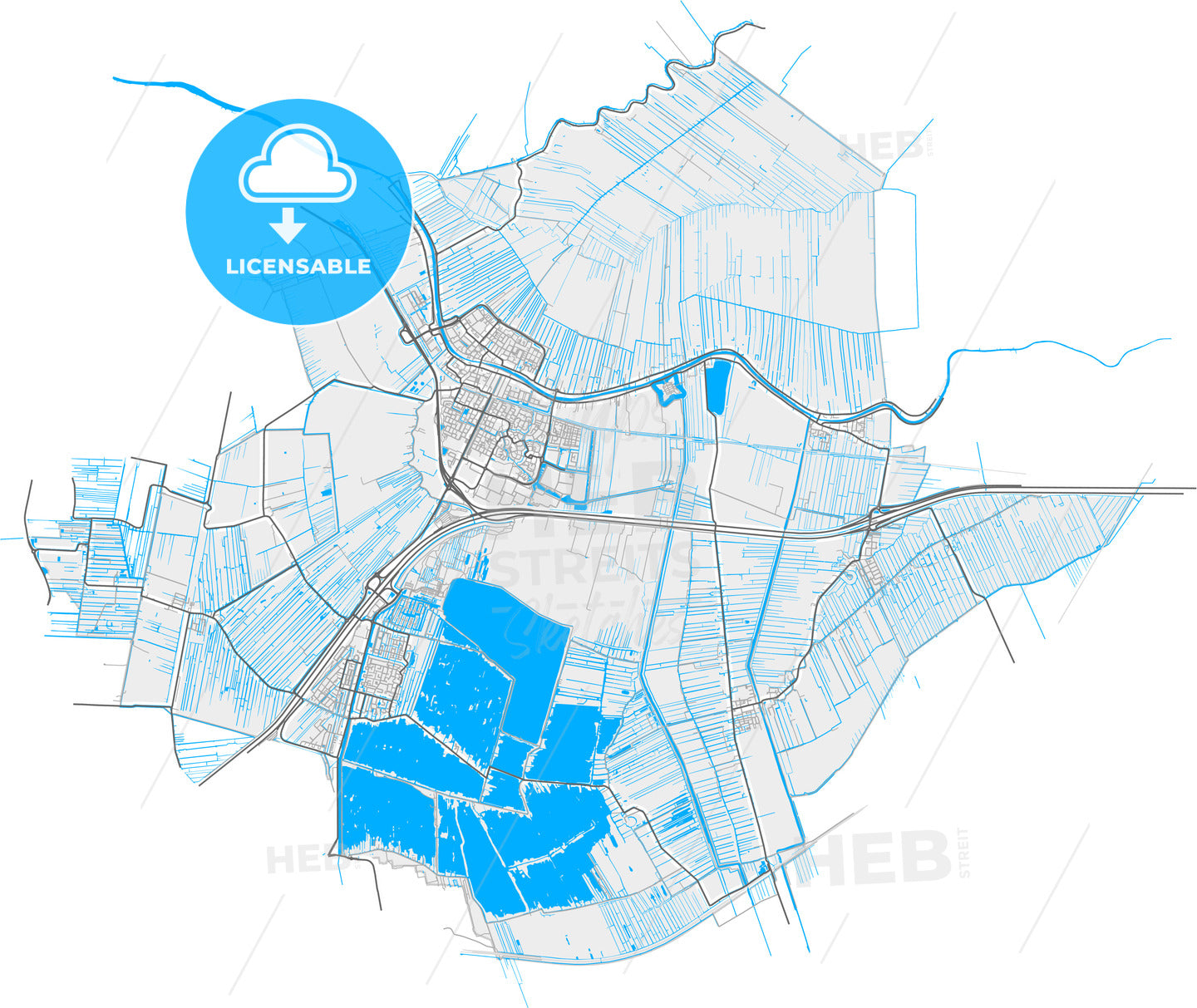 Bodegraven-Reeuwijk, South Holland, Netherlands, high quality vector map