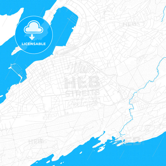 Bodø, Norway PDF vector map with water in focus