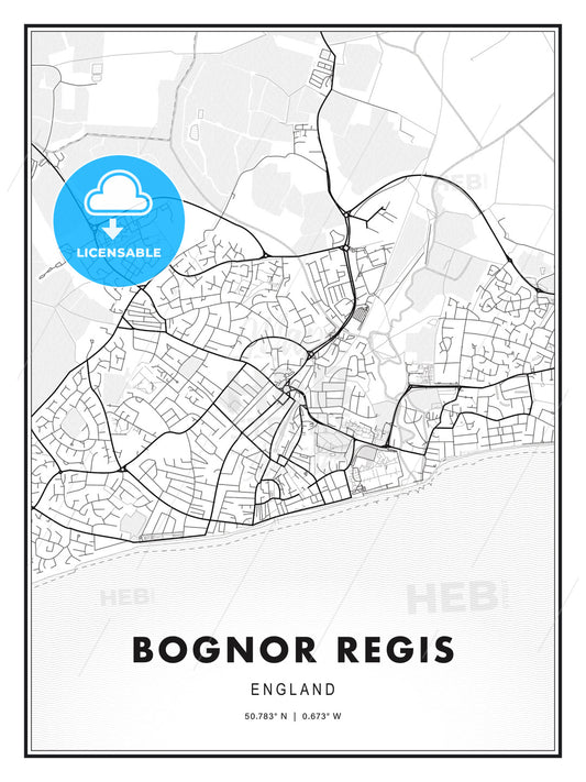 Bognor Regis, England, Modern Print Template in Various Formats - HEBSTREITS Sketches