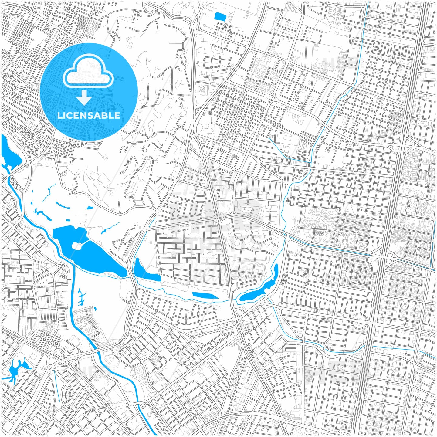 Bogota, Colombia, city map with high quality roads.