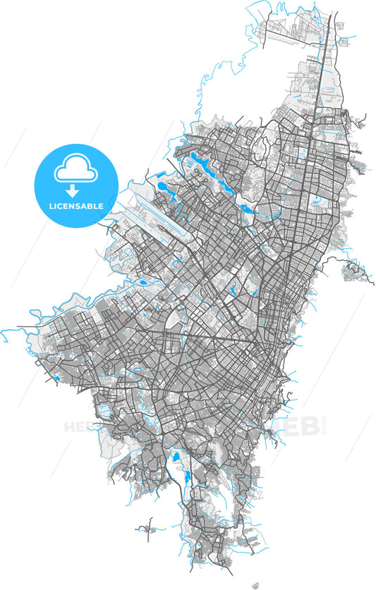 Bogota, Colombia, high quality vector map