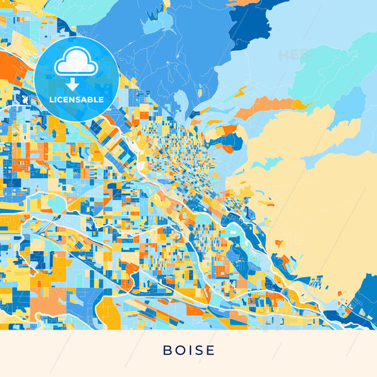 Boise colorful map poster template