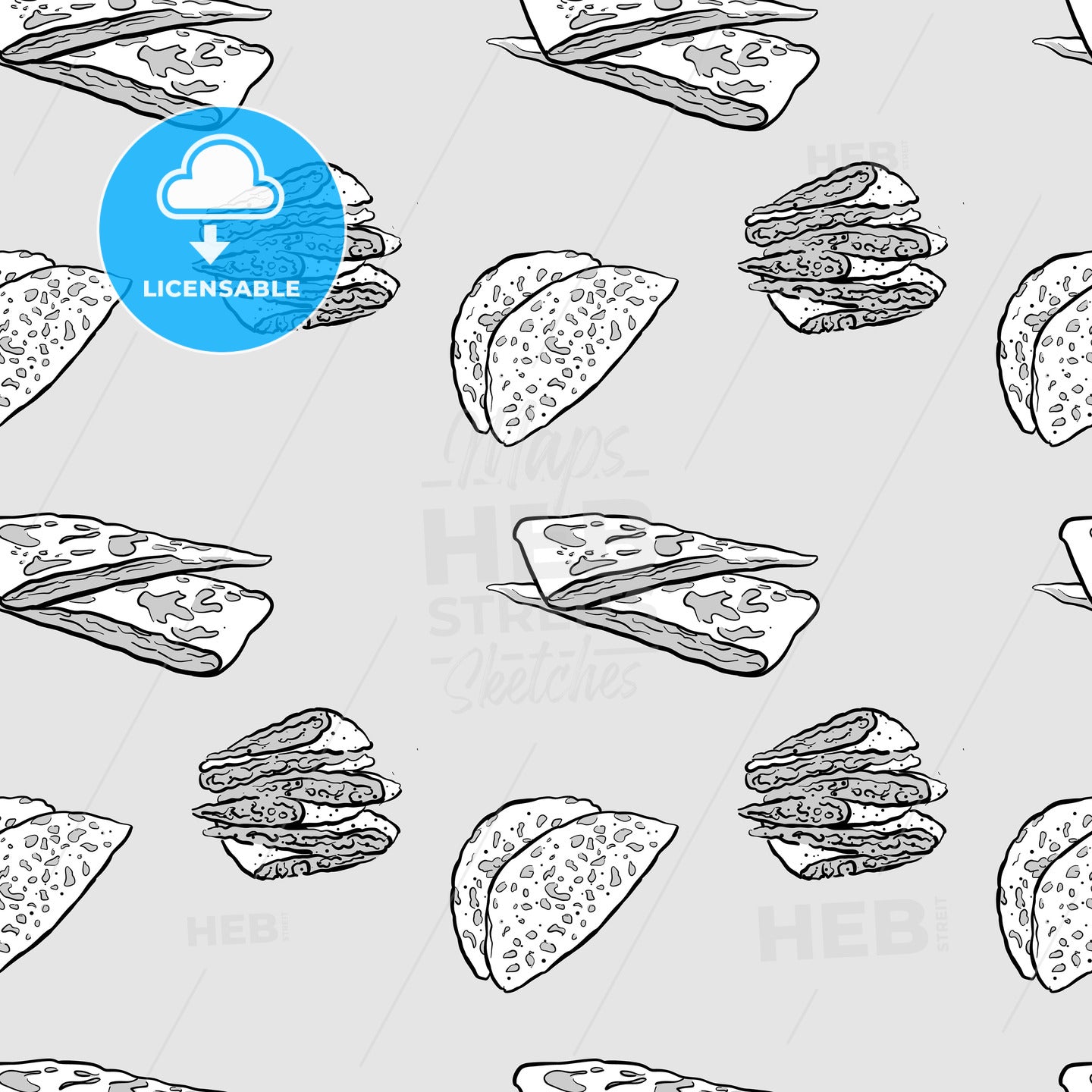 Bolani seamless pattern greyscale drawing – instant download