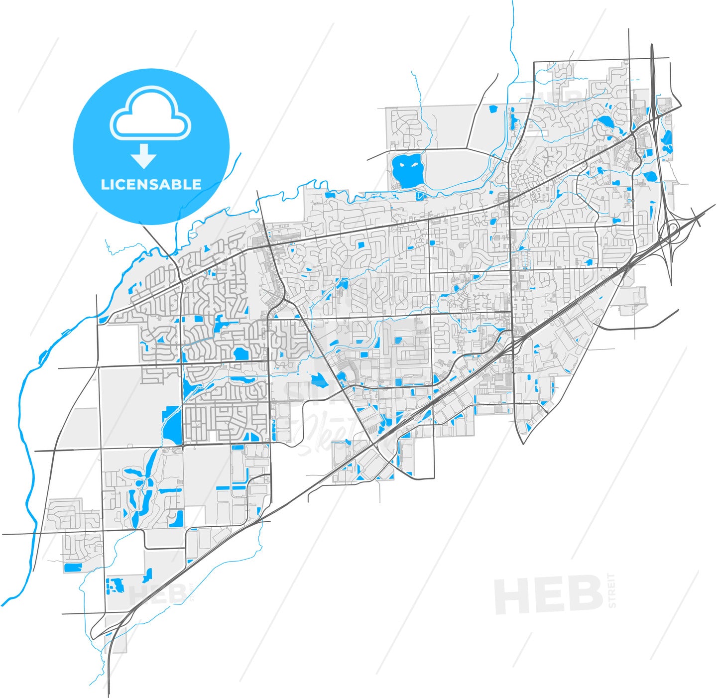 Bolingbrook, Illinois, United States, high quality vector map