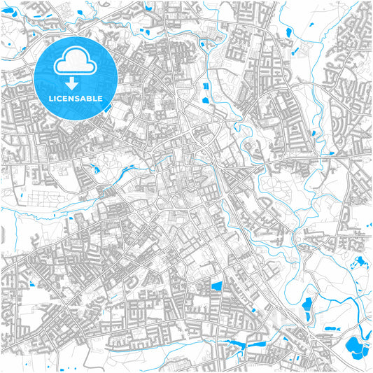 Bolton, North West England, England, city map with high quality roads.