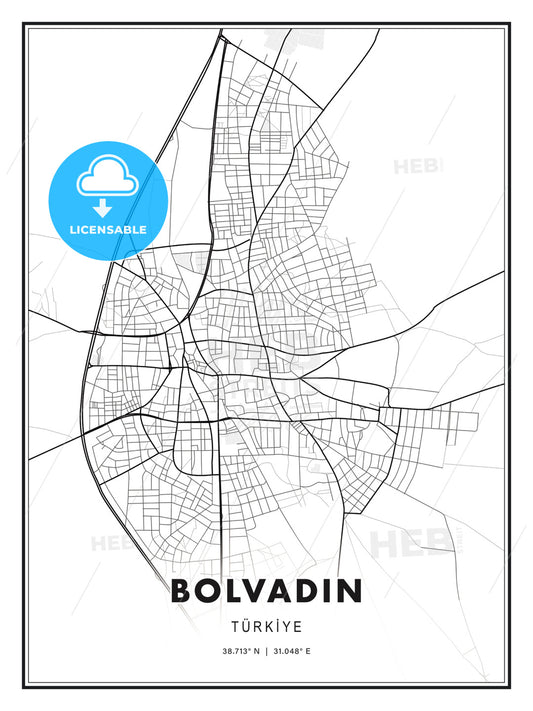 Bolvadin, Turkey, Modern Print Template in Various Formats - HEBSTREITS Sketches