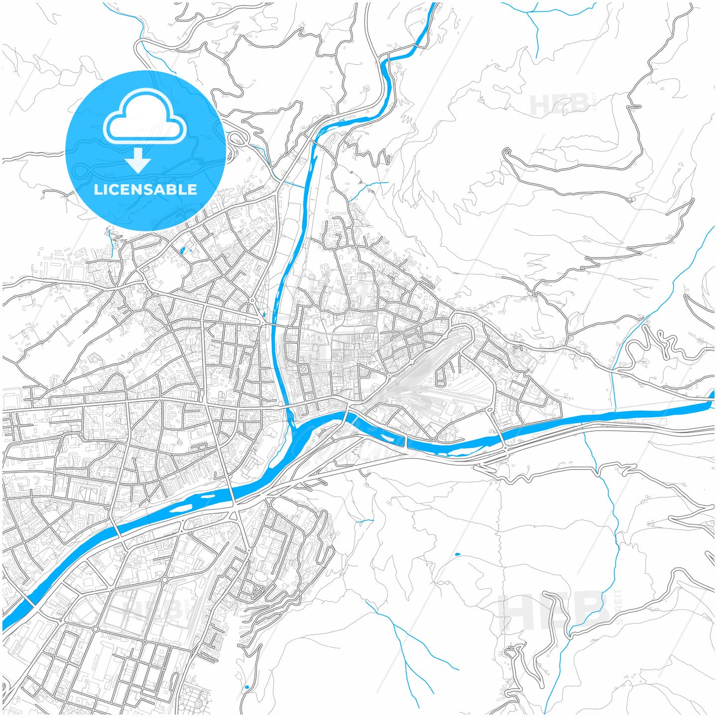 Bolzano, Trentino-Alto Adige/Südtirol, Italy, city map with high quality roads.