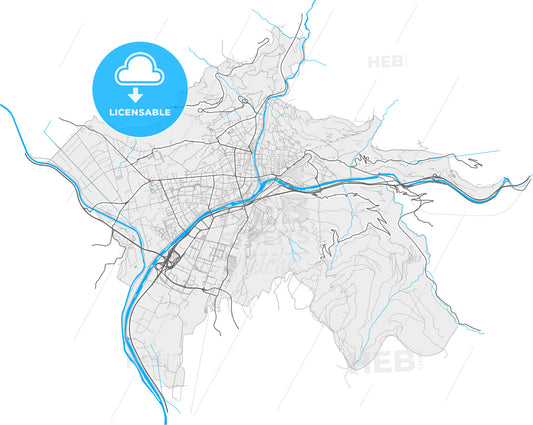 Bolzano, Trentino-Alto Adige/Südtirol, Italy, high quality vector map